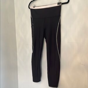Athleta Black Leggings with White Trim